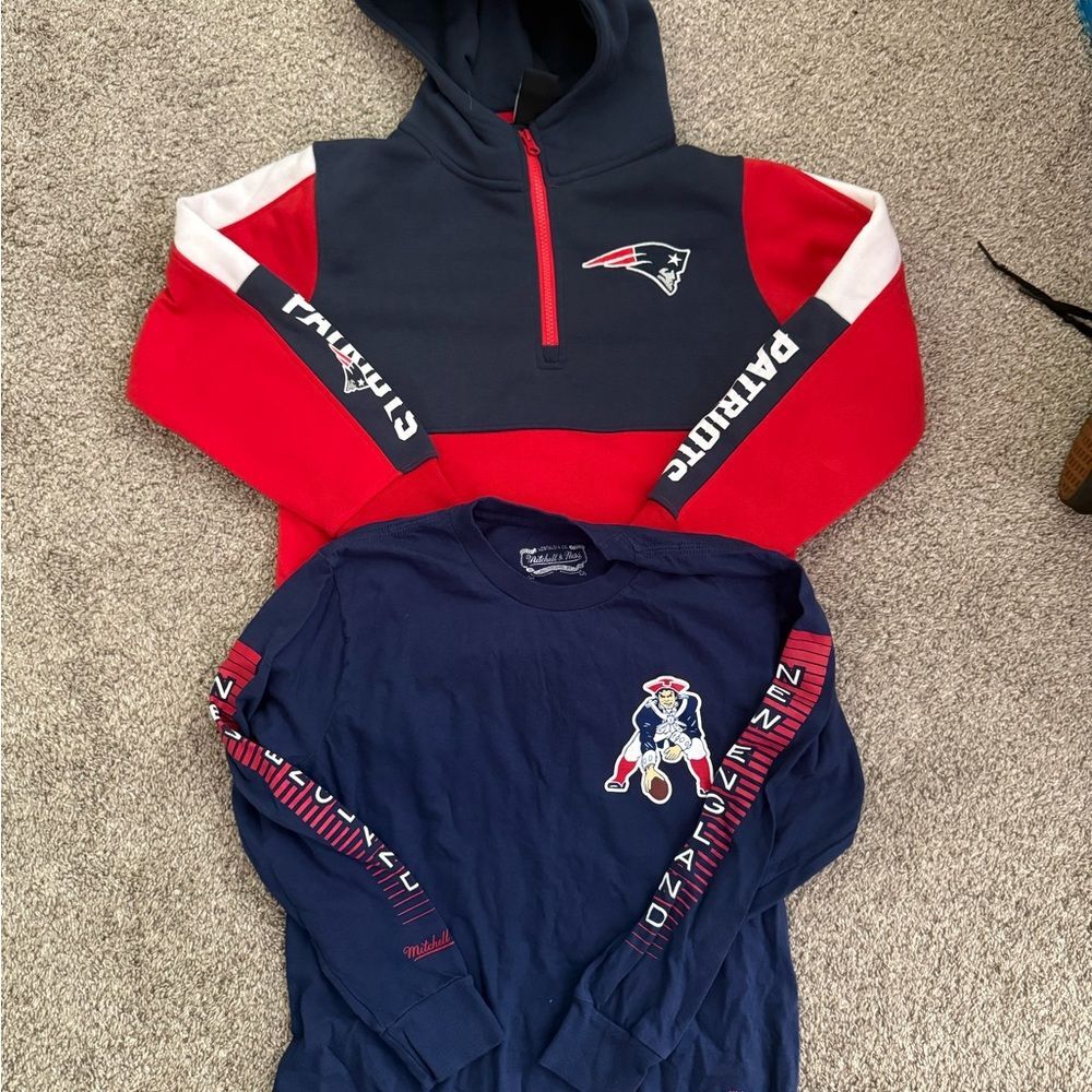 New England Patriots Hoodie and Long Sleeve Shirt Boys Size 10/12